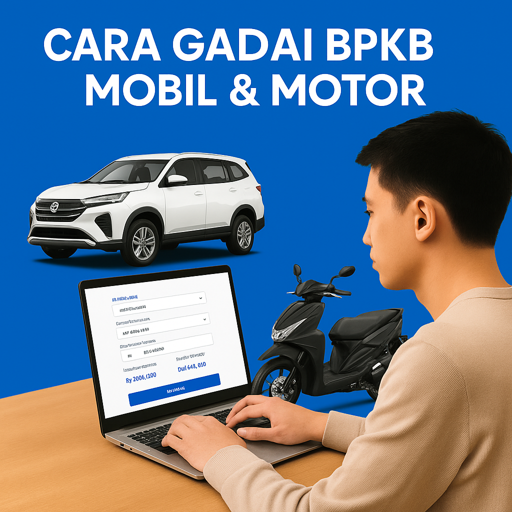 Ilustrasi proses gadai BPKB mobil dan motor secara online di Ajukankredit dengan proses cepat dan aman
