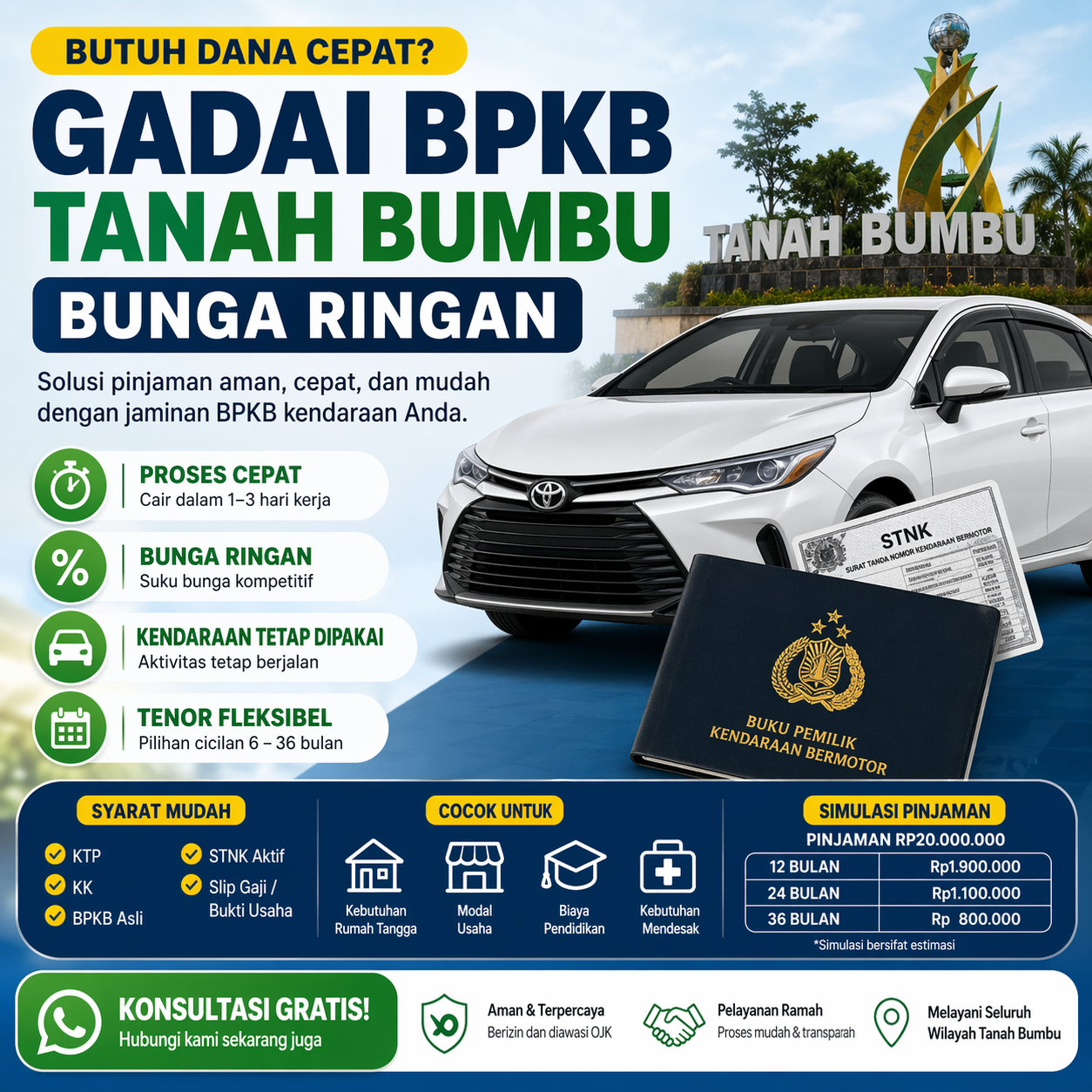 gadai bpkb tanah bumbu bunga ringan