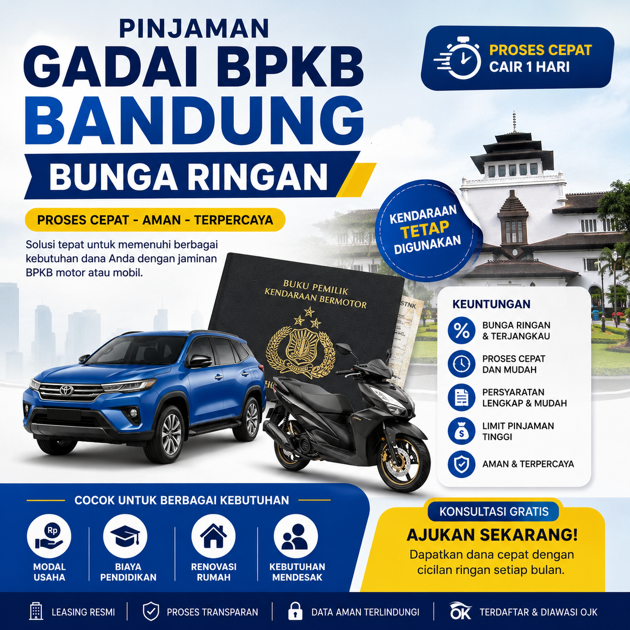 Pinjaman Gadai BPKB Bandung Bunga Ringan Proses Cepat dan Aman