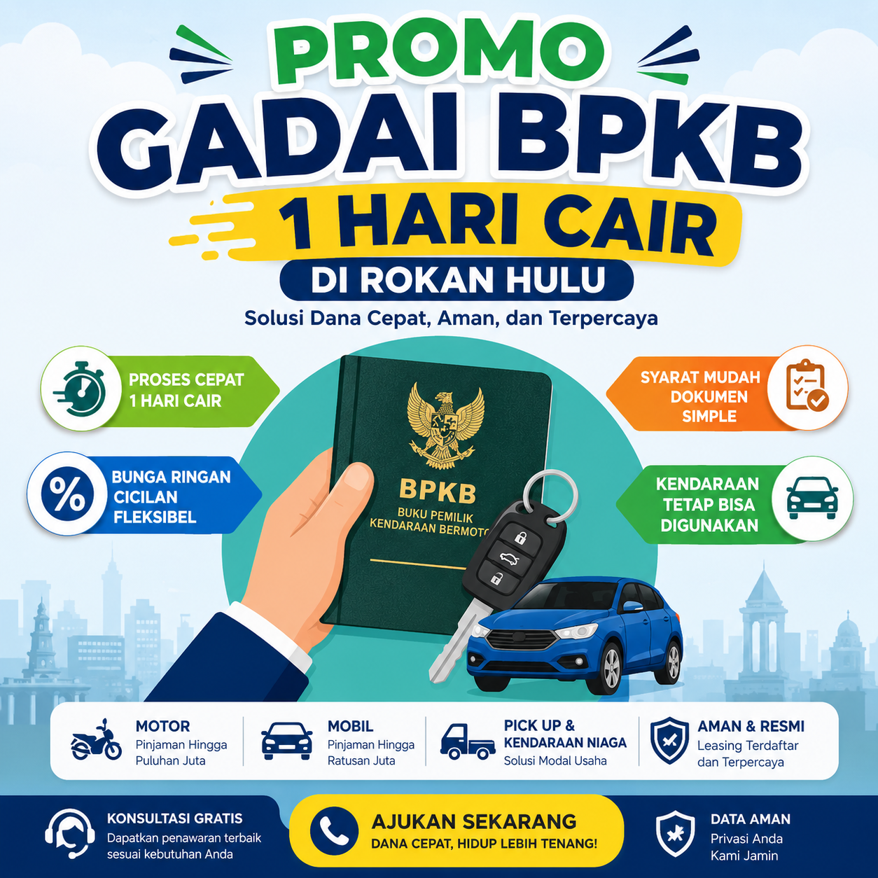 Promo gadai BPKB 1 hari cair di Rokan Hulu bunga ringan dan proses cepat