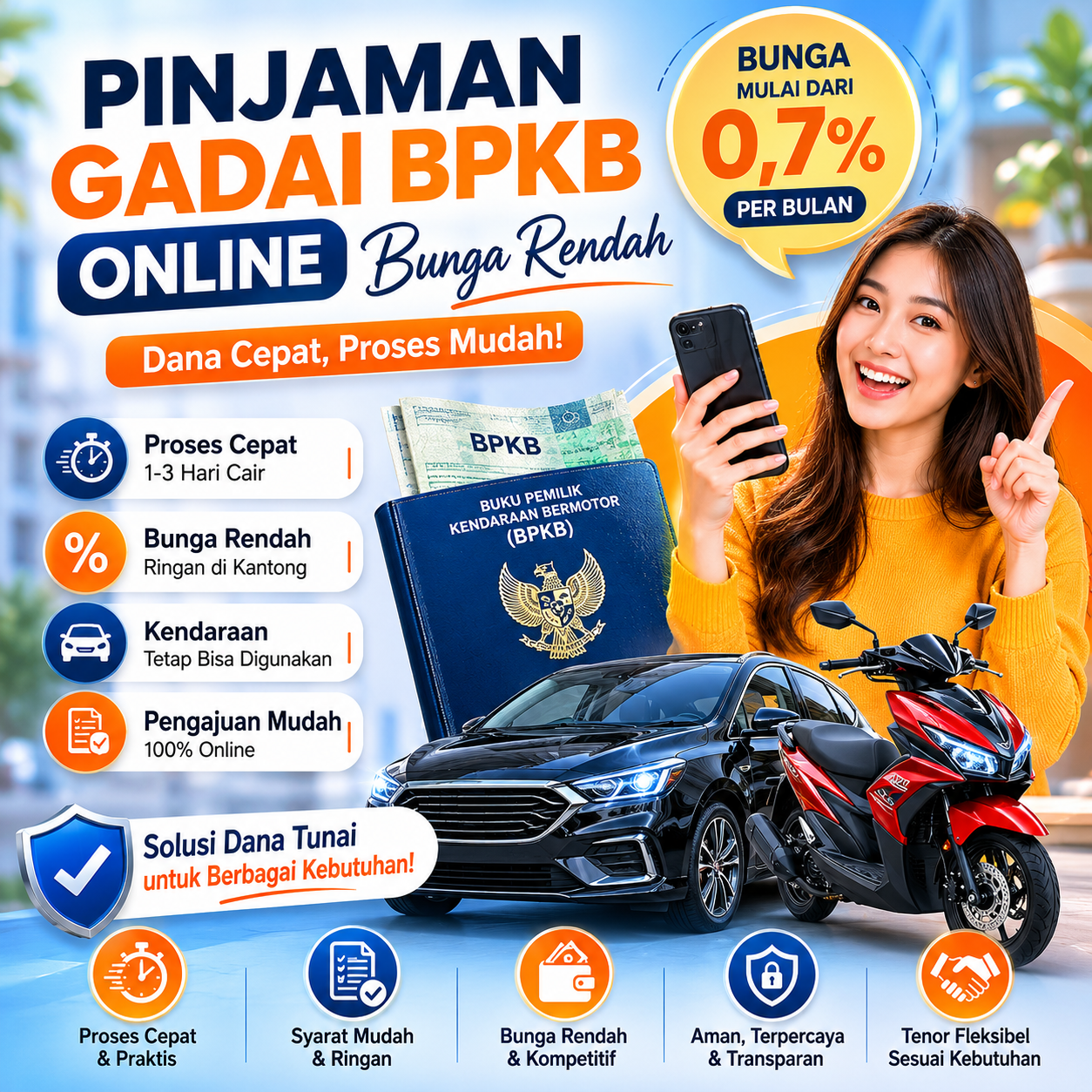 Pinjaman gadai BPKB online bunga rendah dengan proses cepat dan pencairan dana mudah